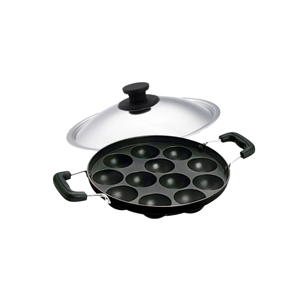 Vansh Homes Appam Patra, Paniyaram Pan Iron, Appam Pan, Pan Cake, Paddu, Appam Maker, Ponganal Maker, Appe and Litti Maker with 2 Side Handle
