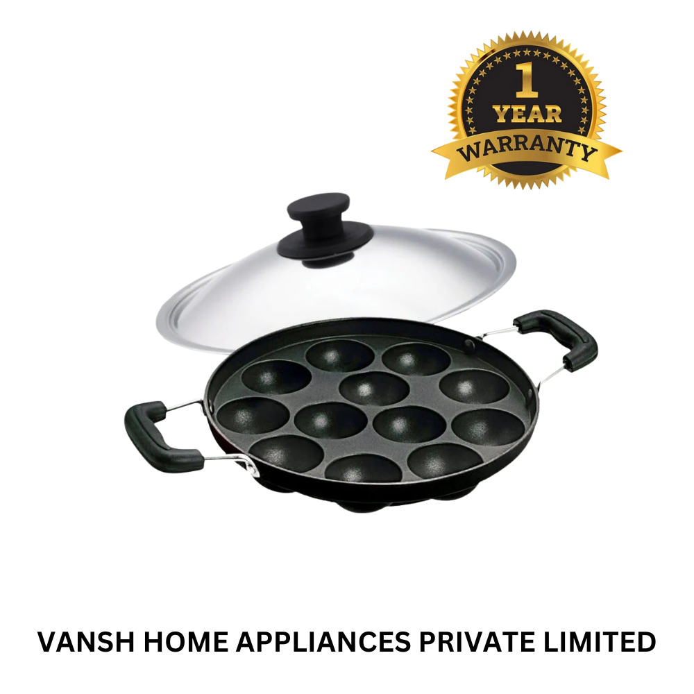 Vansh Homes Appam Patra, Paniyaram Pan Iron, Appam Pan, Pan Cake, Paddu, Appam Maker, Ponganal Maker, Appe and Litti Maker with 2 Side Handle