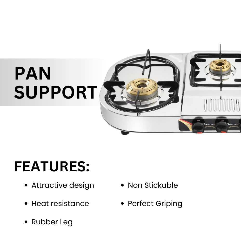 Vansh Homes Flame 3 Burner Stainless Steel LPG Gas Stove – TripleCook Cooktop, High-Efficiency Brass Burners, BIS Certified (VH-3B-301)