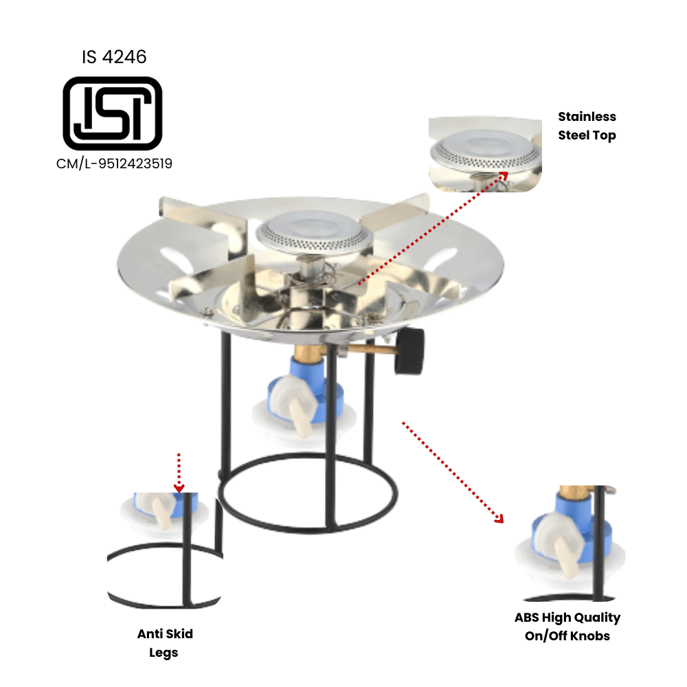 Vansh Homes Portable LPG Gas Stove – Stainless Steel, Compact &amp; ISI Certified ( VH-CT-09)