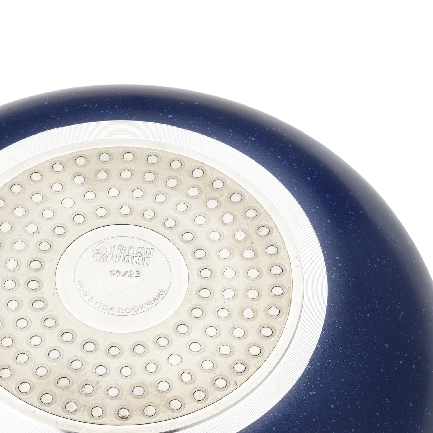 Non-Stick Kadai with Glass Lid, Blue, Deep Frying Pan with Handles