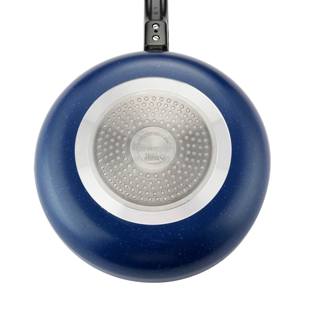 Vansh Home Non-Stick Fry Pan with Glass Lid, Blue, Bakelite Handle, Cookware