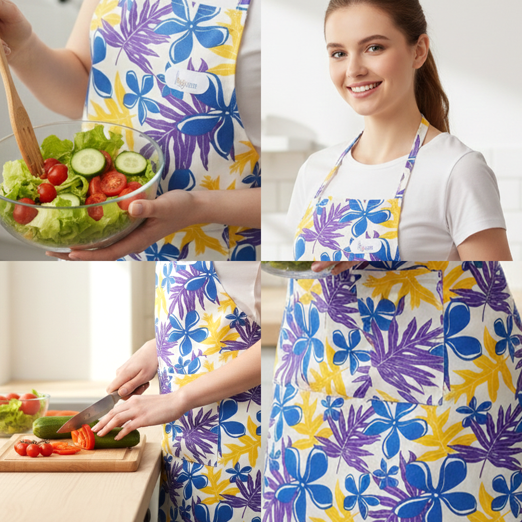 Vansh Homes Premium Fabric Kitchen Apron | Durable & Comfortable | Adjustable Fit | Multicolour | Everyday Cooking & Cleaning Use (VI-KA-01)