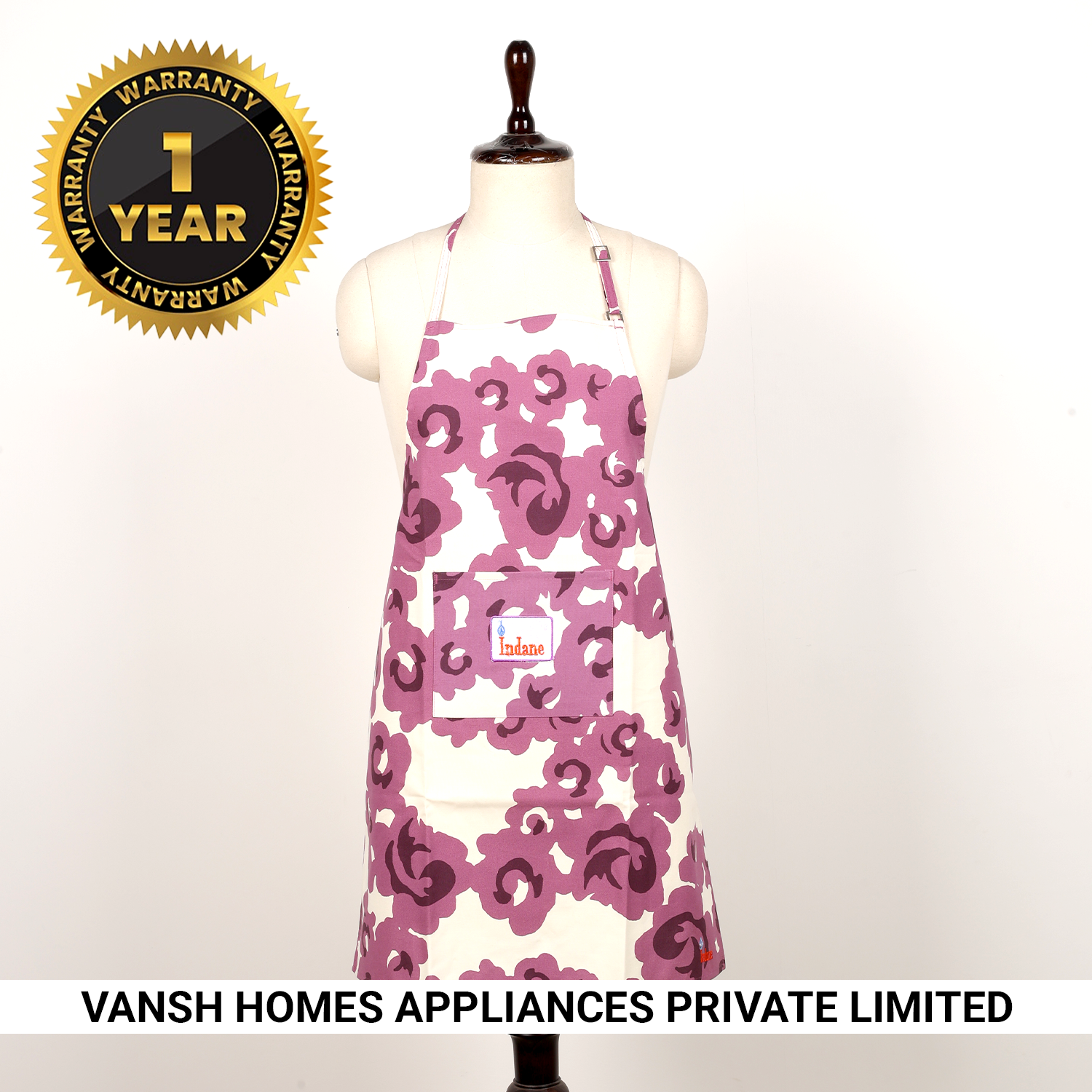 Vansh Homes Premium Fabric Apron | Durable Kitchen Cooking Apron with Adjustable Fit | Multicolor | 1 Apron | Everyday Use