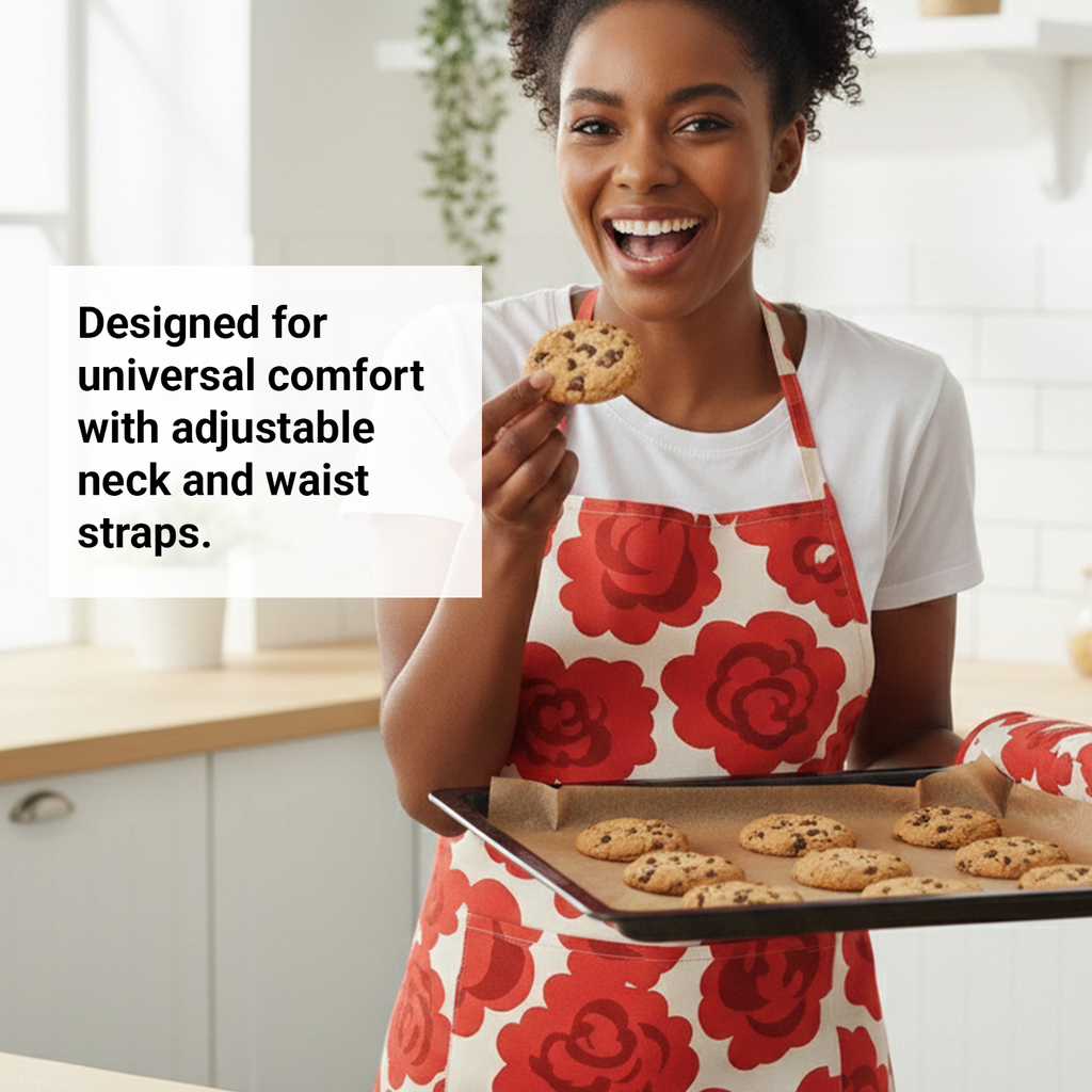 Vansh Homes Premium Fabric Apron | Durable Kitchen Cooking Apron with Adjustable Fit | Multicolor | 1 Apron | Everyday Use