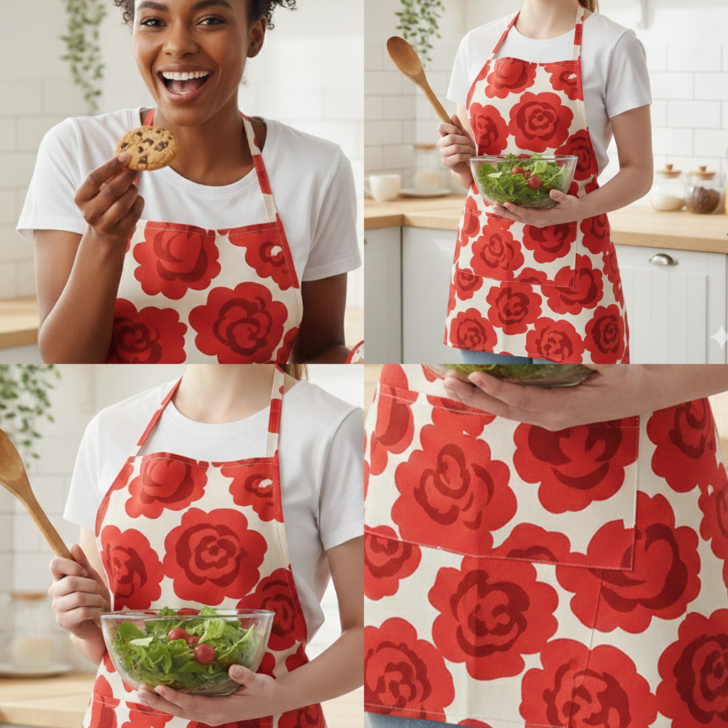 Vansh Homes Premium Fabric Apron | Durable Kitchen Cooking Apron with Adjustable Fit | Multicolor | 1 Apron | Everyday Use