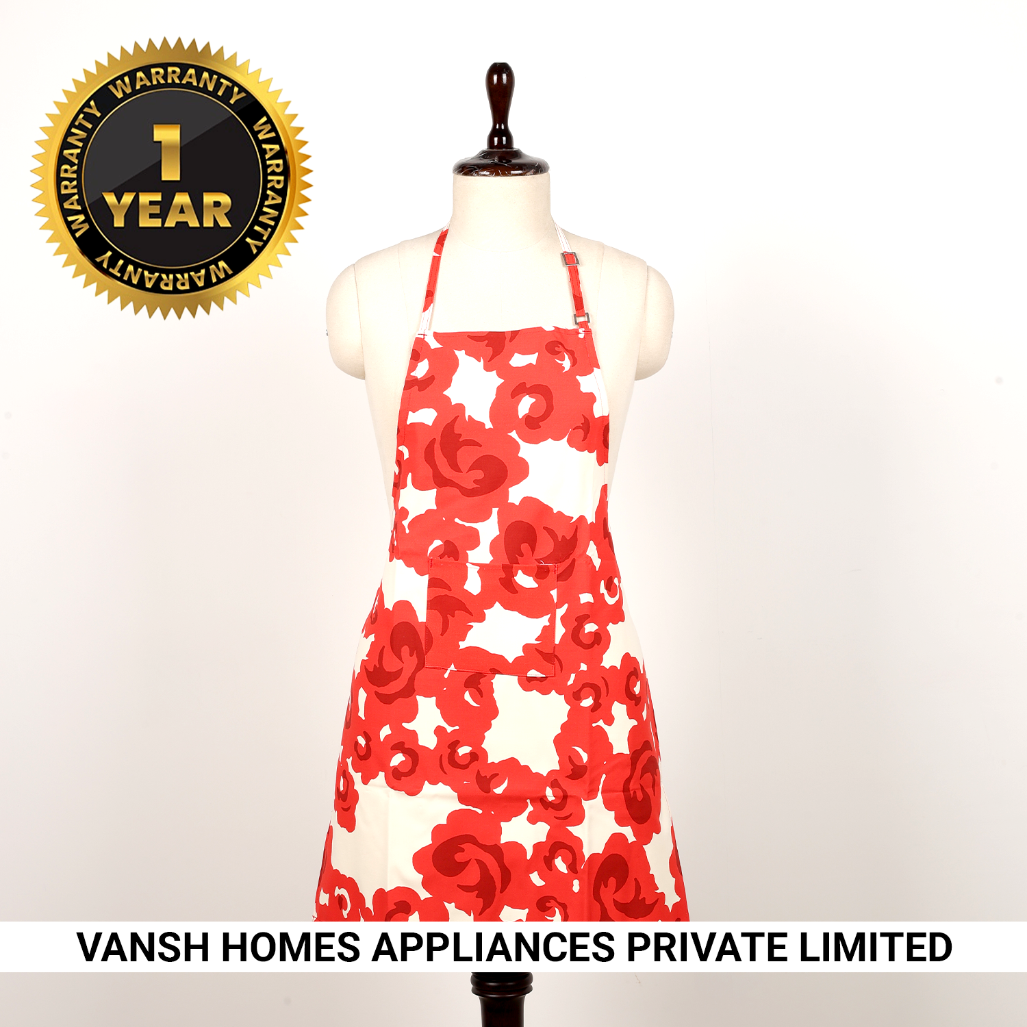 Vansh Homes Premium Fabric Apron | Durable Kitchen Cooking Apron with Adjustable Fit | Multicolor | 1 Apron | Everyday Use