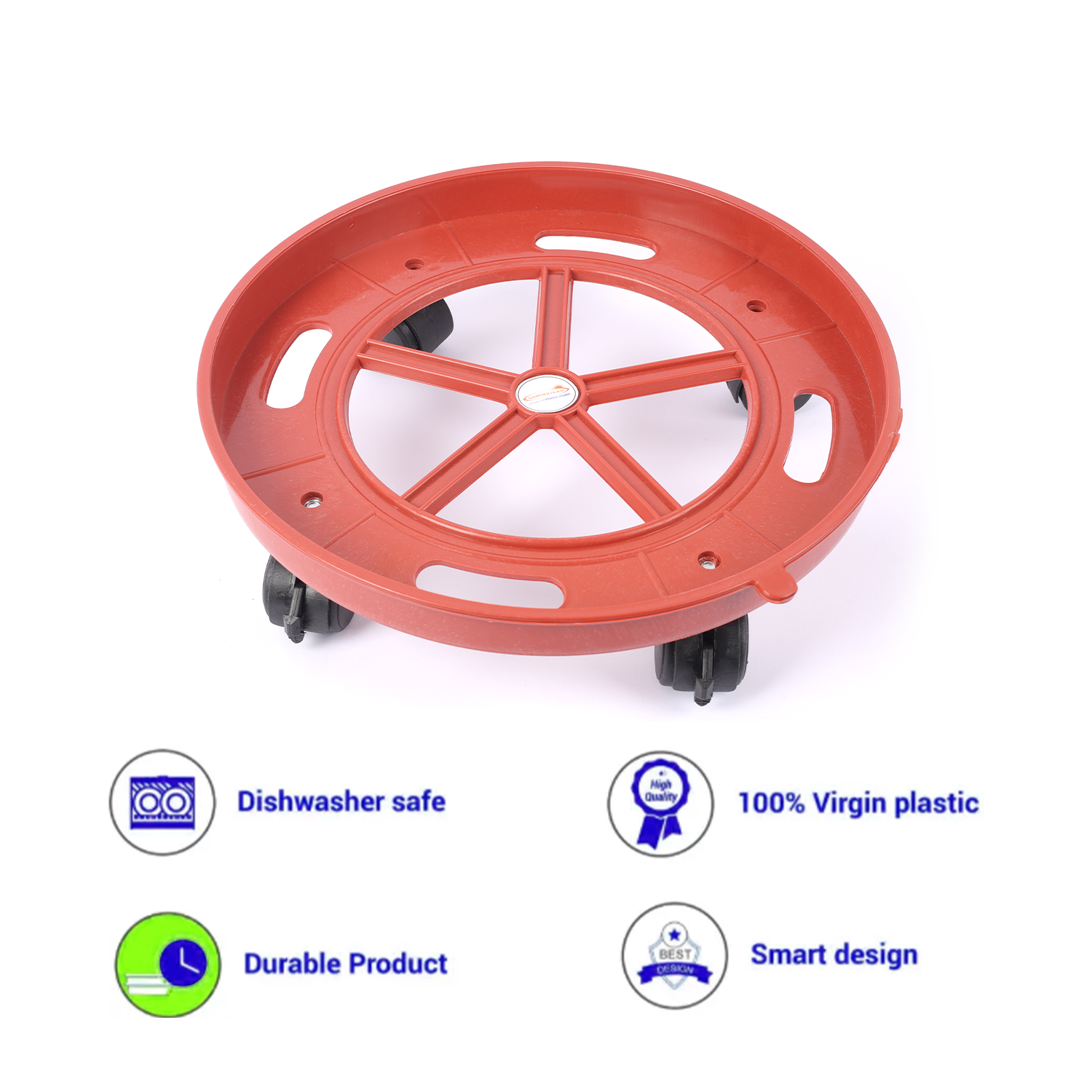 Vansh Home Premium Plastic Gas Cylinder Trolly | Heavy Load Capacity | Smooth Rolling Wheels – Pack of 1