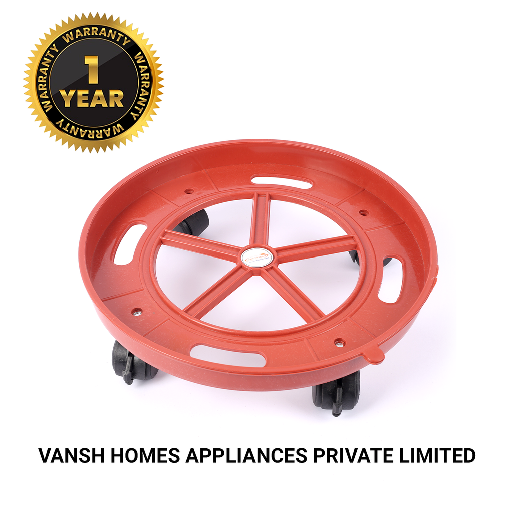 Vansh Homes Classic Plastic Gas Cylinder Trolley | Lightweight & Strong | Smooth Rolling Wheels | Easy LPG Cylinder Movement | Pack of 1 (VI-CL-05)