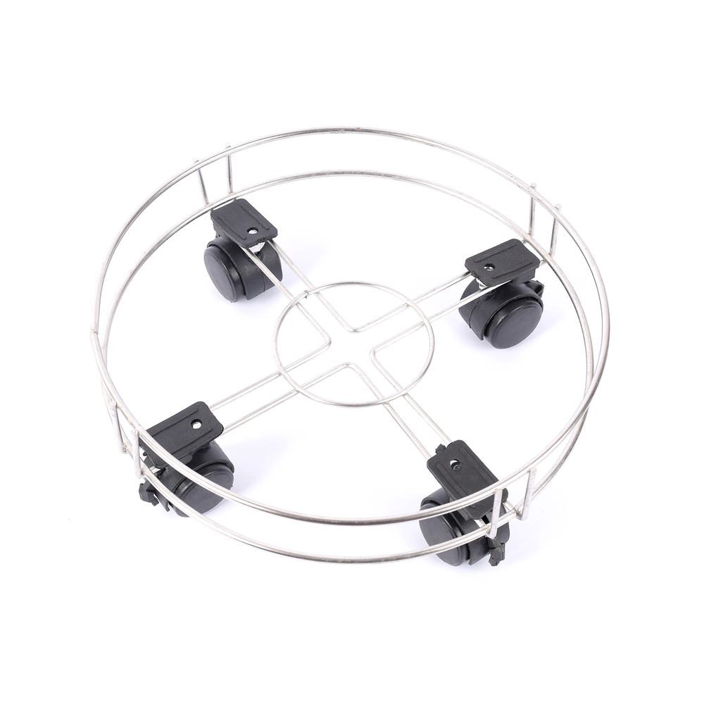 Vansh Homes Stainless Steel Gas Trolley | Heavy-Duty Anti-Rust Design | 360° Smooth Wheel Movement | Strong & Stable LPG Cylinder Stand | Pack of 1 (VI-CL-04)