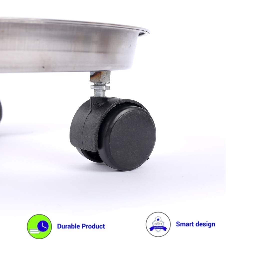 Vansh Homes Stainless Steel Gas Trolley | Heavy-Duty Anti-Rust Design | 360° Smooth Wheel Movement | Strong & Stable LPG Cylinder Stand | Pack of 1 (VI-CL-06)