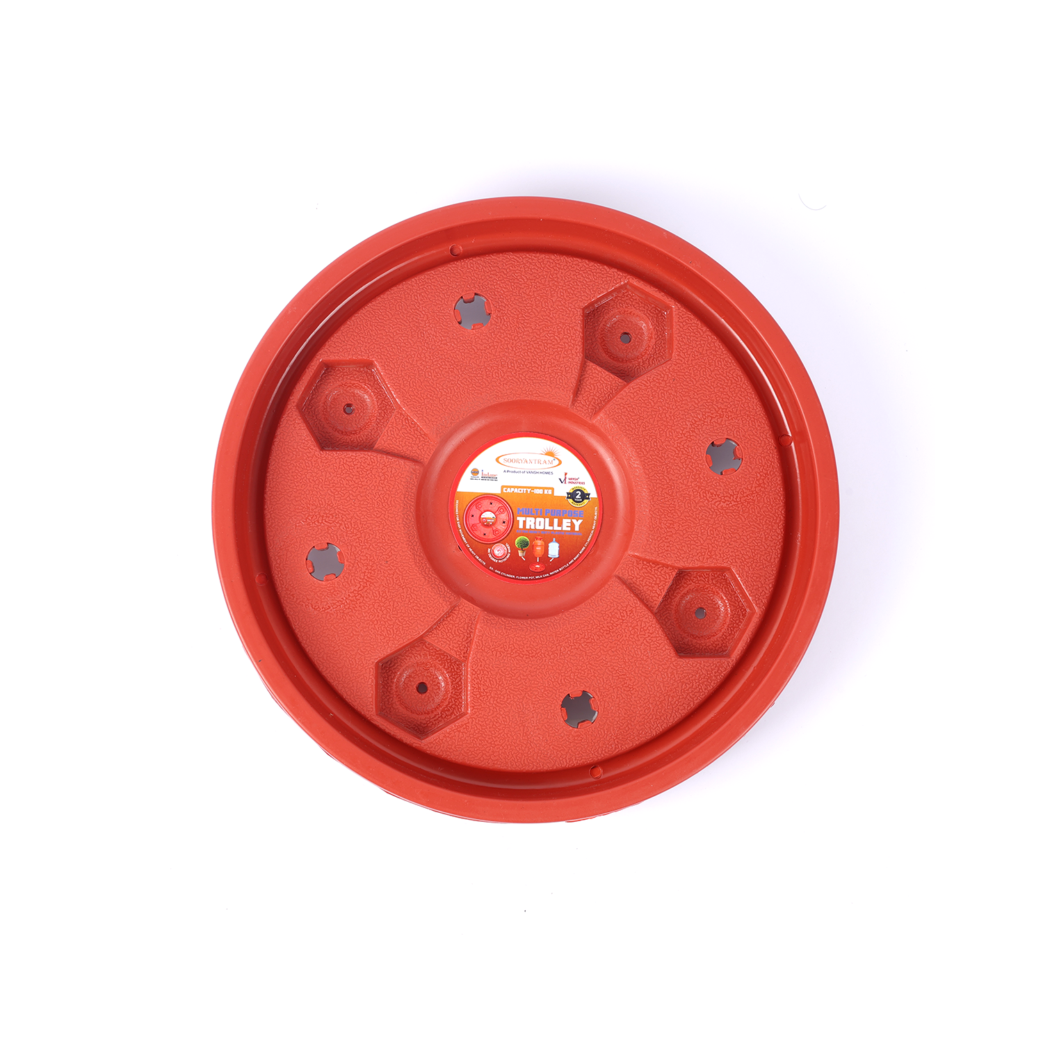 Vansh Home Heavy-Duty Plastic Gas Trolly | 360° Rotating Wheels | Cylinder Stand for LPG Cylinder – Pack of 1