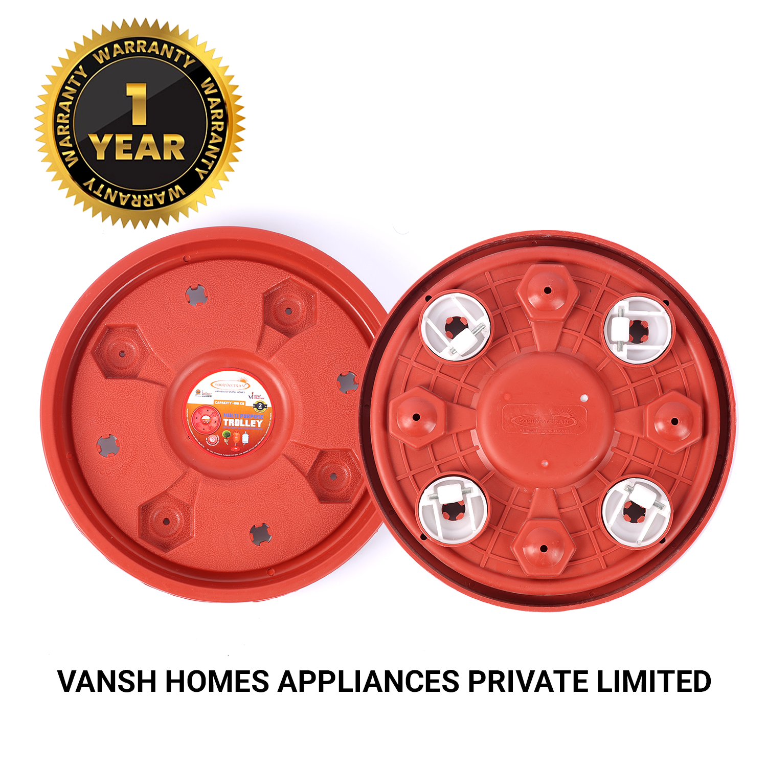 Vansh Homes Classic Plastic Gas Cylinder Trolley | Lightweight & Strong | Smooth Rolling Wheels | Easy LPG Cylinder Movement | Pack of 1 (VI-CL-01)