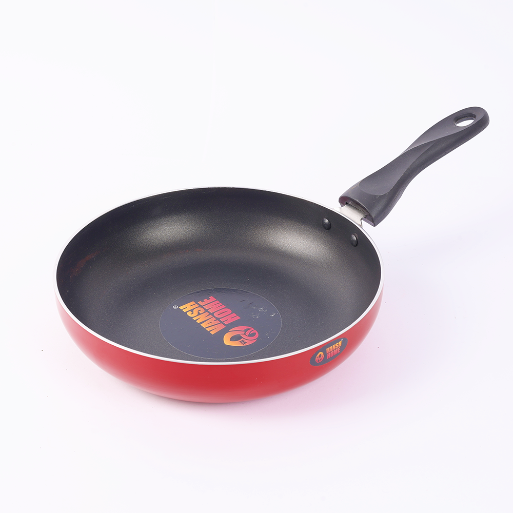 Vansh Homes Premium Non-Stick Fry Pan – Red | Heavy-Duty Build | Even Heat Distribution | 1-Year Warranty