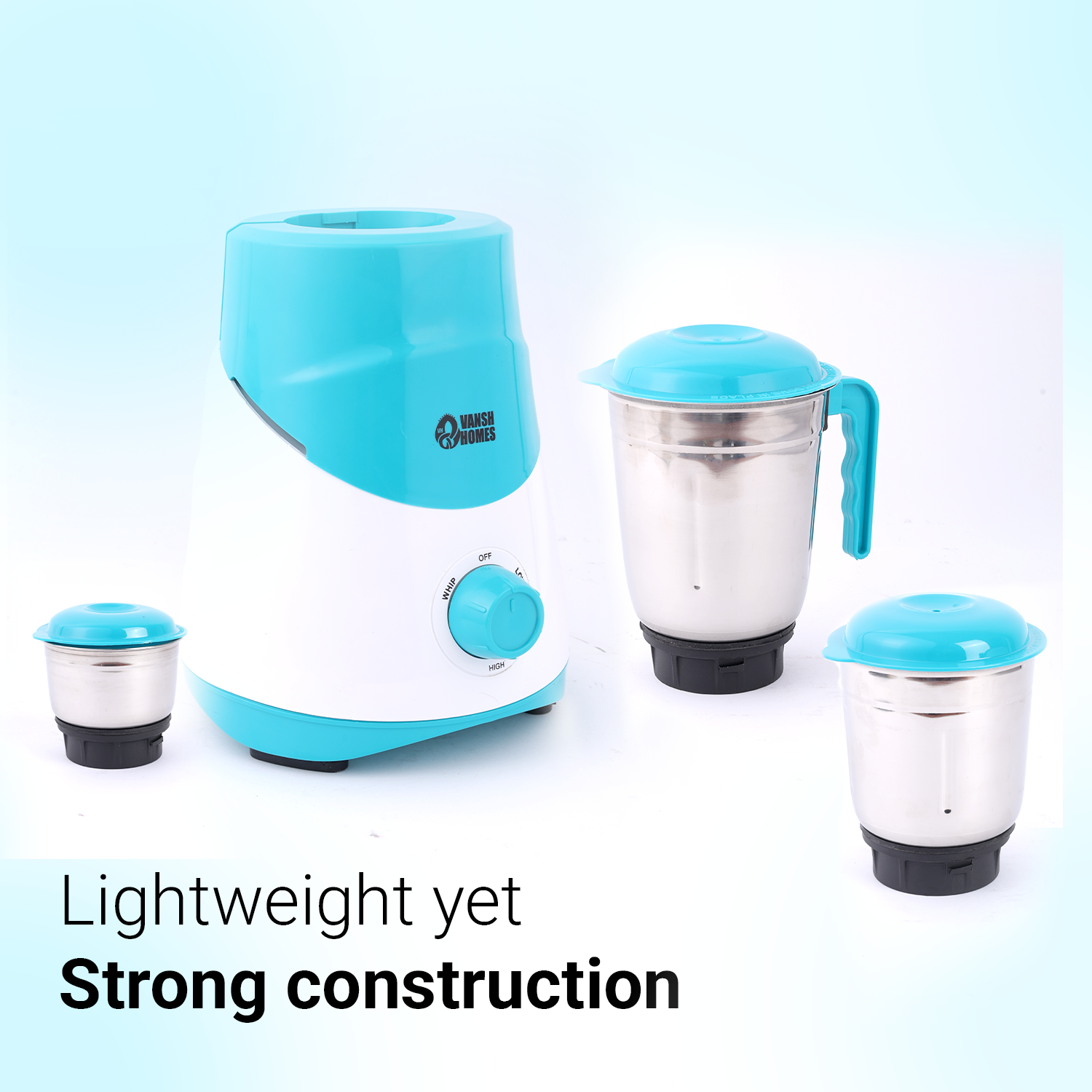 Vansh Home Appliances 3-Jar Mixer Grinder | 600W Powerful Motor | Stainless Steel Jars | Multi-Purpose Grinding & Blending | ISI Certified | Kitchen Essential