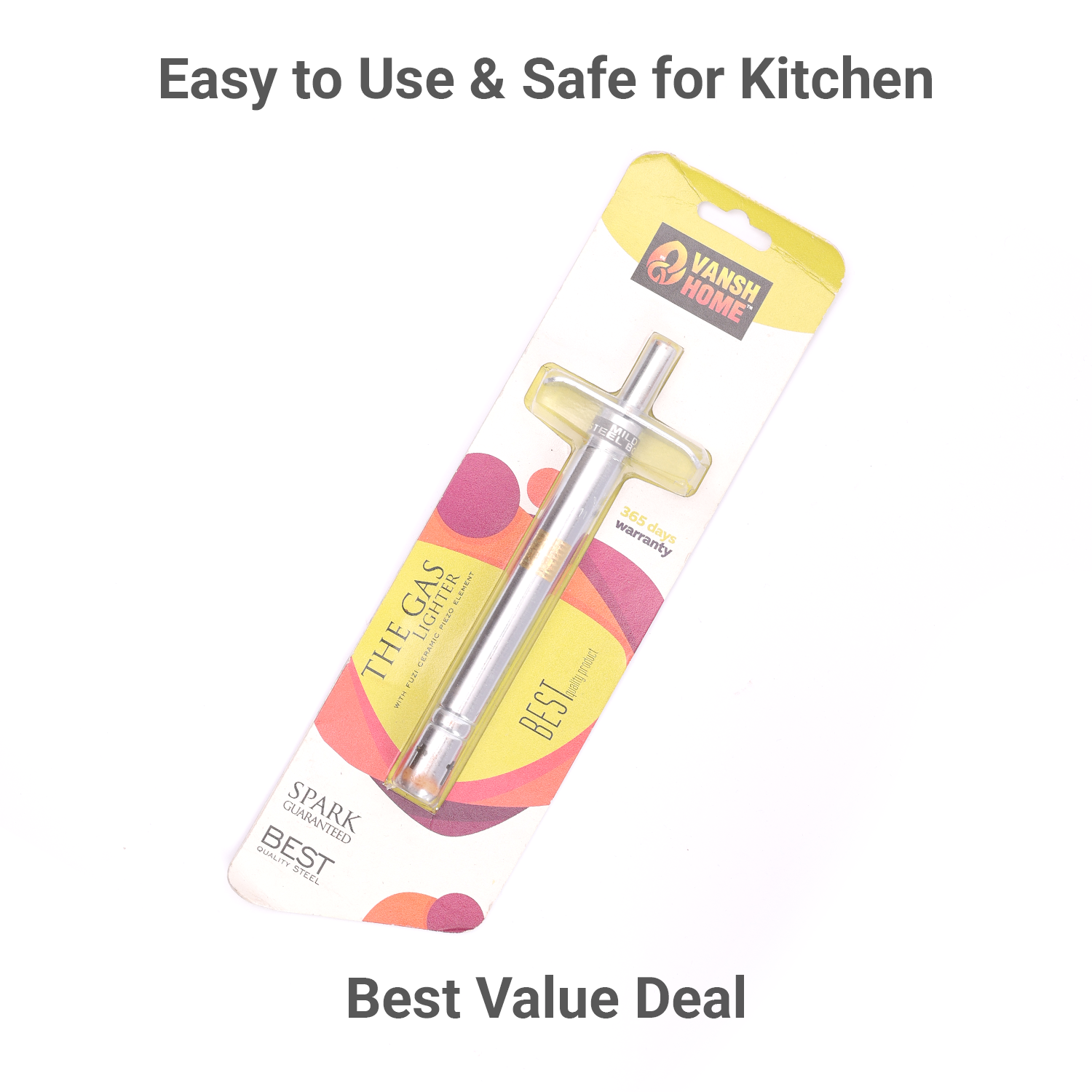 Vansh Home Pack of 2 Tick-Tick Gas Lighter | Stainless Steel Body | Heavy-Duty Spark | Long-Lasting Kitchen Stove Lighter