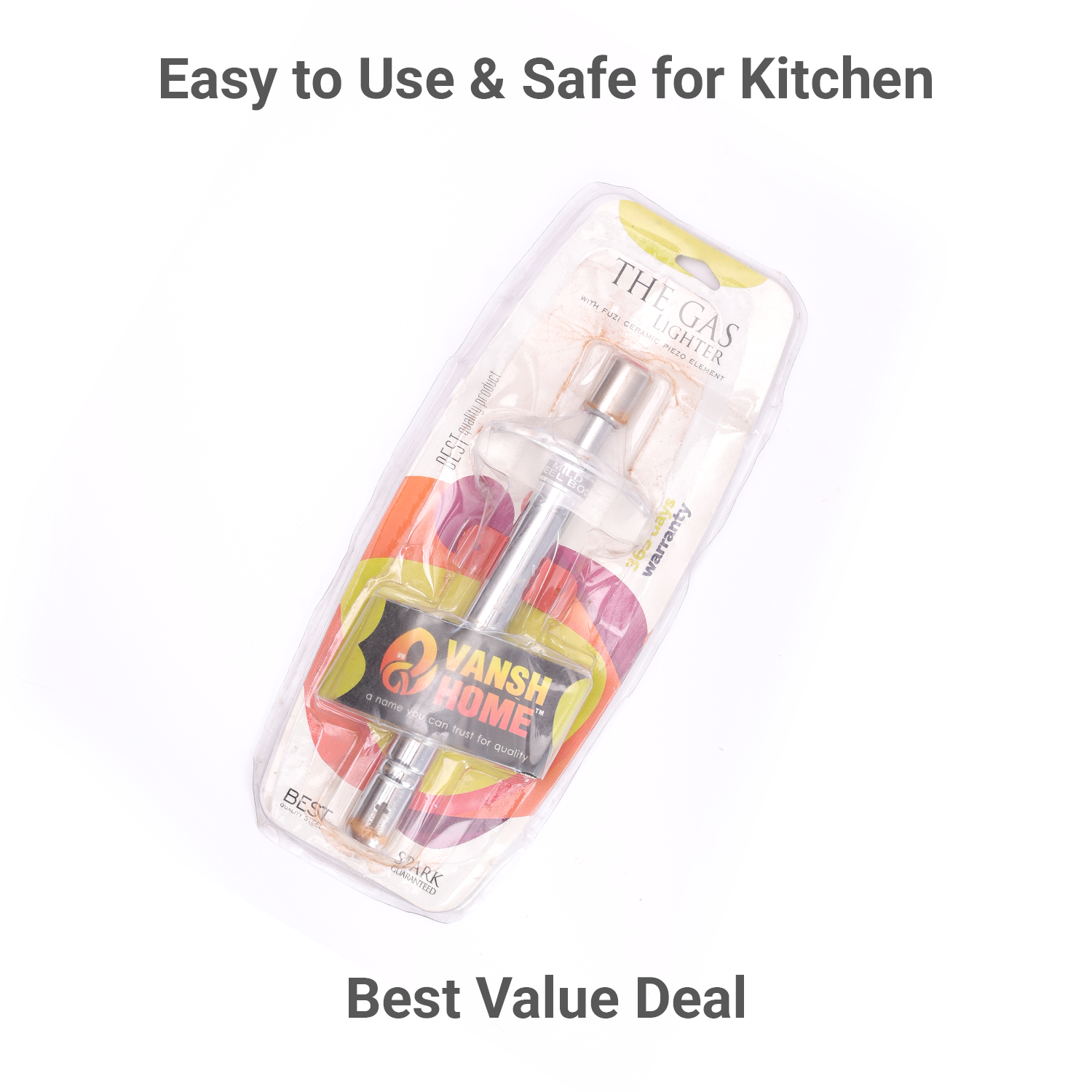 Vansh Home Stainless Steel Tick-Tick Gas Lighter – Pack of 2 | High Spark Performance | Anti-Rust Body | Daily Use Kitchen Igniter