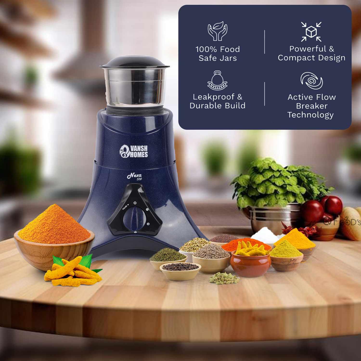 Vansh Home Appliances 2-Jar Mixer Grinder | 600W Powerful Motor | Stainless Steel Jars | Multi-Purpose Grinding & Blending | ISI Certified | Kitchen Essential