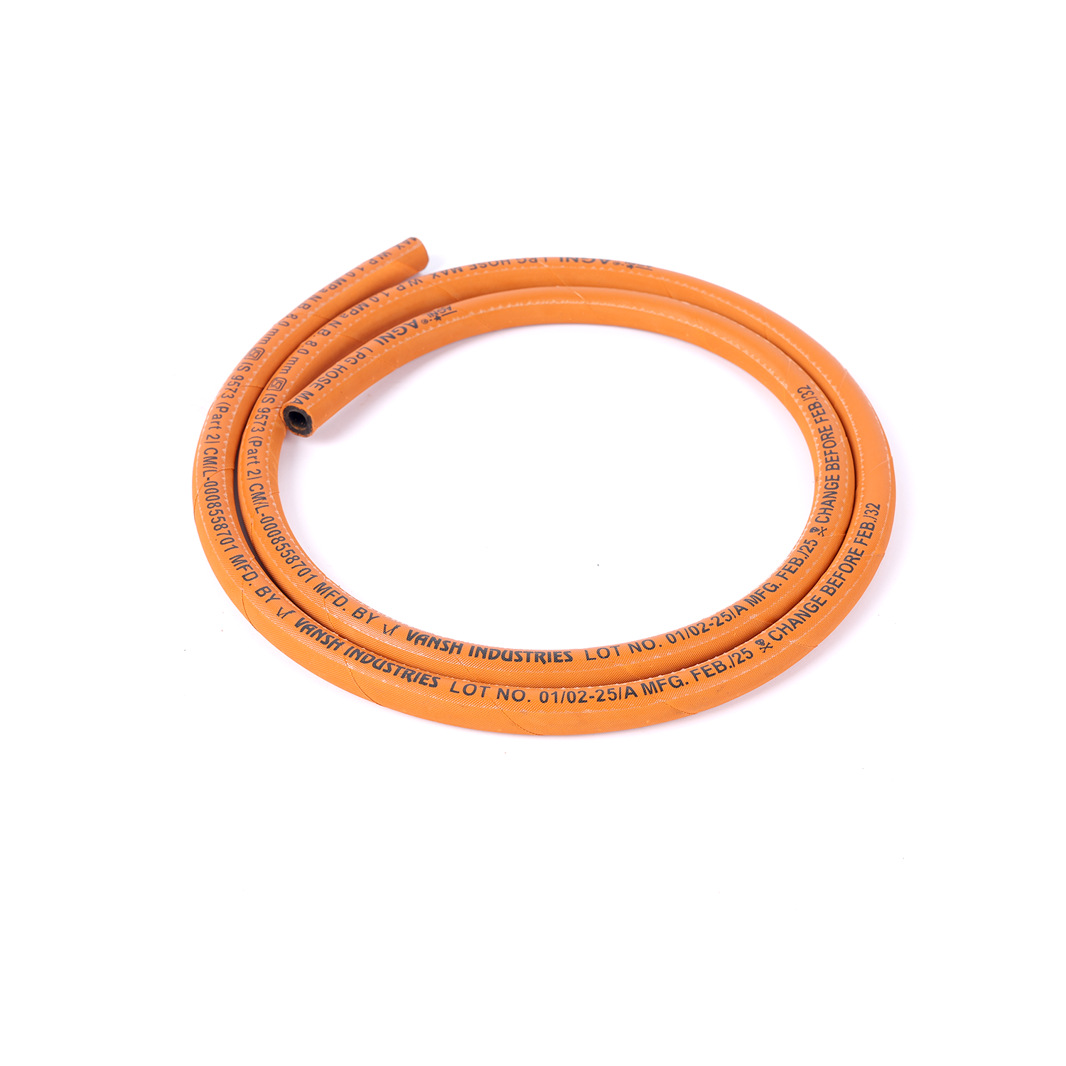 Vansh Homes Orange Gas Pipe (12M / 15M / 30M / 50M) | Heavy Duty LPG Gas Hose for Kitchen Stove | Leak Proof & Heat Resistant | Suitable for Home & Commercial Use 5 Year Manufacturer Warranty