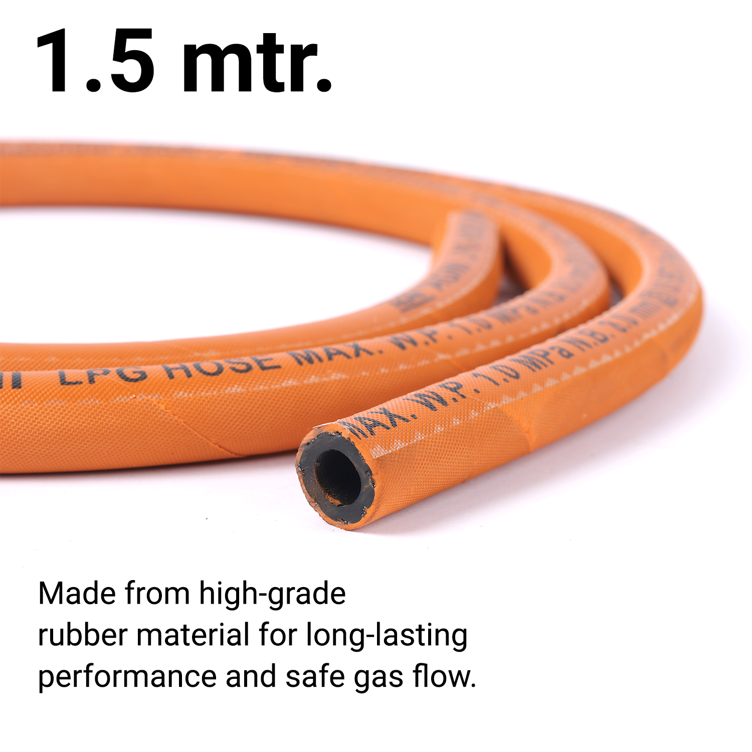 Vansh Homes LPG Gas Hose Pipe – 1.5 Meter Standard Rubber Pipe, Compatible with All Gas Stoves & Regulators, ISI-Like Safety, 7-Year Warranty (VI-LH-03)