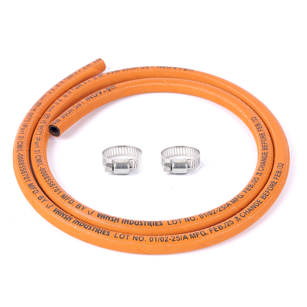 Vansh Homes LPG Gas Hose Pipe – 1.5 Meter Standard Rubber Pipe, Compatible with All Gas Stoves &amp; Regulators, ISI-Like Safety, 5-Year Warranty (VI-LH-02)