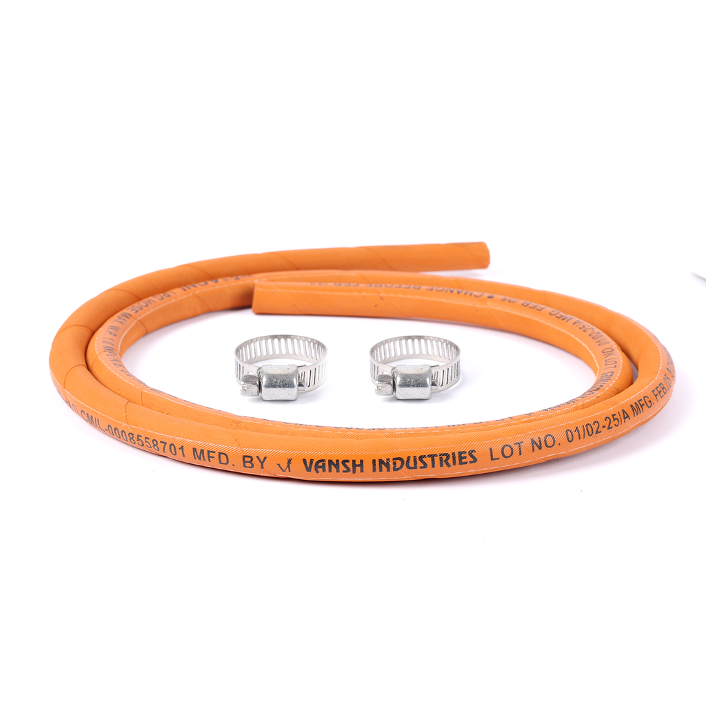 Vansh Homes LPG Gas Hose Pipe – 1.5 Meter Standard Rubber Pipe, Compatible with All Gas Stoves &amp; Regulators, ISI-Like Safety, 5-Year Warranty (VI-LH-02)