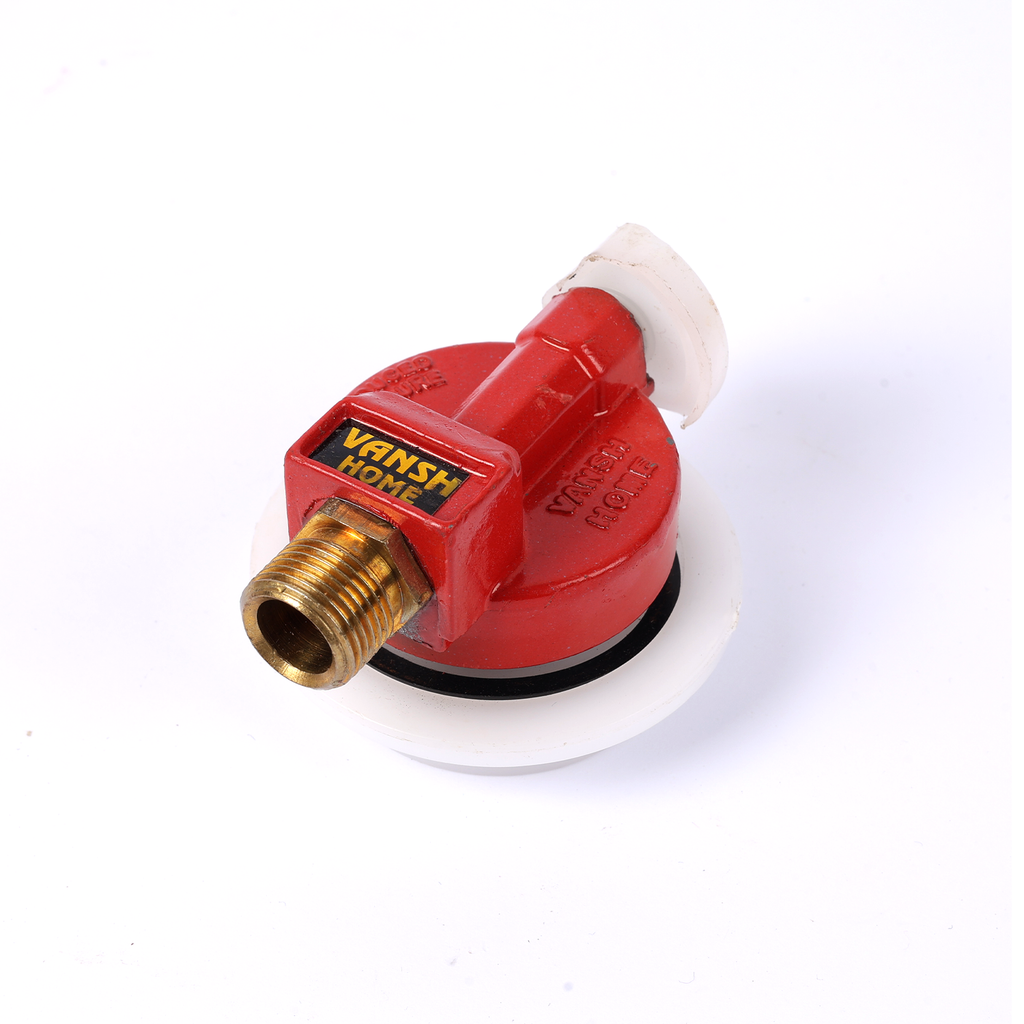 Vansh Homes 25MM High Pressure LPG Gas Adapter with 3/8 Nut | Heavy-Duty Brass & Steel Body | Leak-Proof | LPG & PNG Compatible | Red (VI-HA-17)