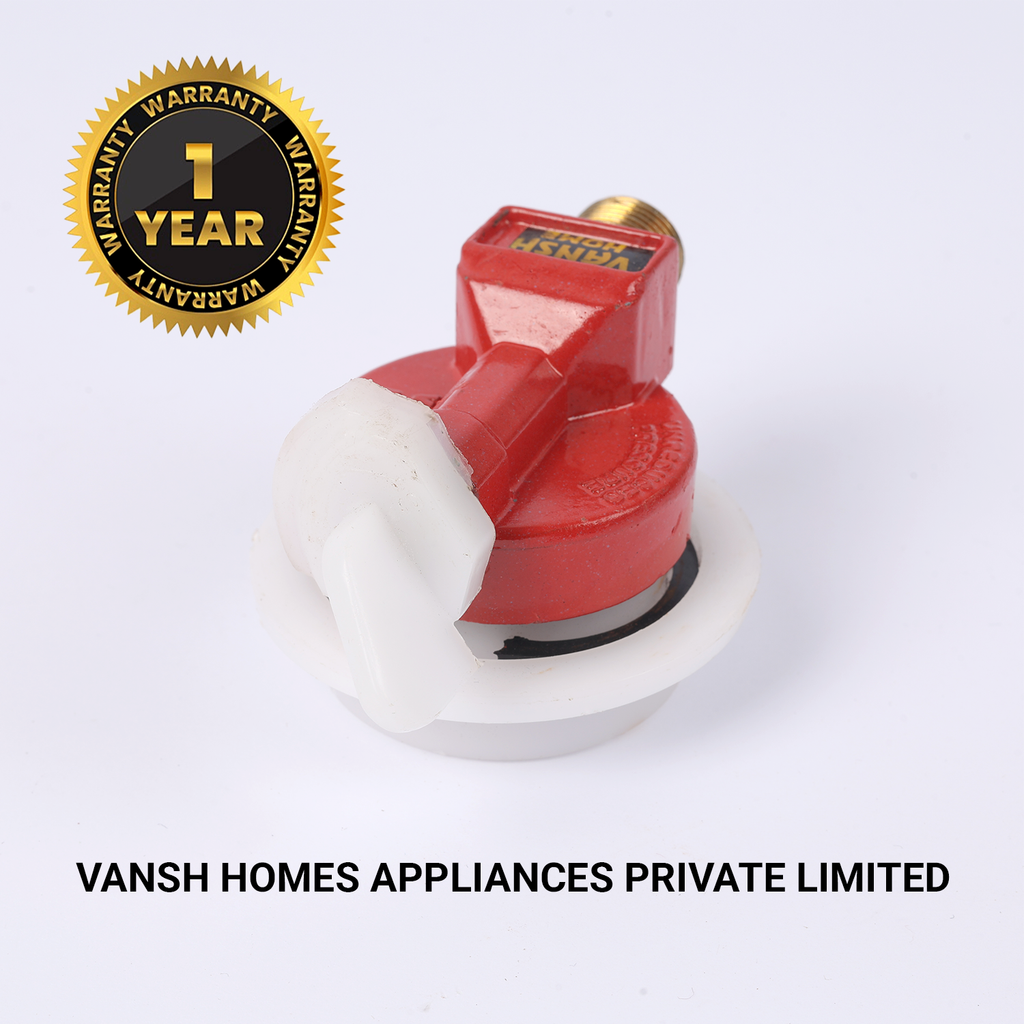 Vansh Homes 25MM High Pressure LPG Gas Adapter with 1/2 Nut | Brass + Steel Build | Leak-Proof | Red Color High Pressure Adaptor 1/2 Nut