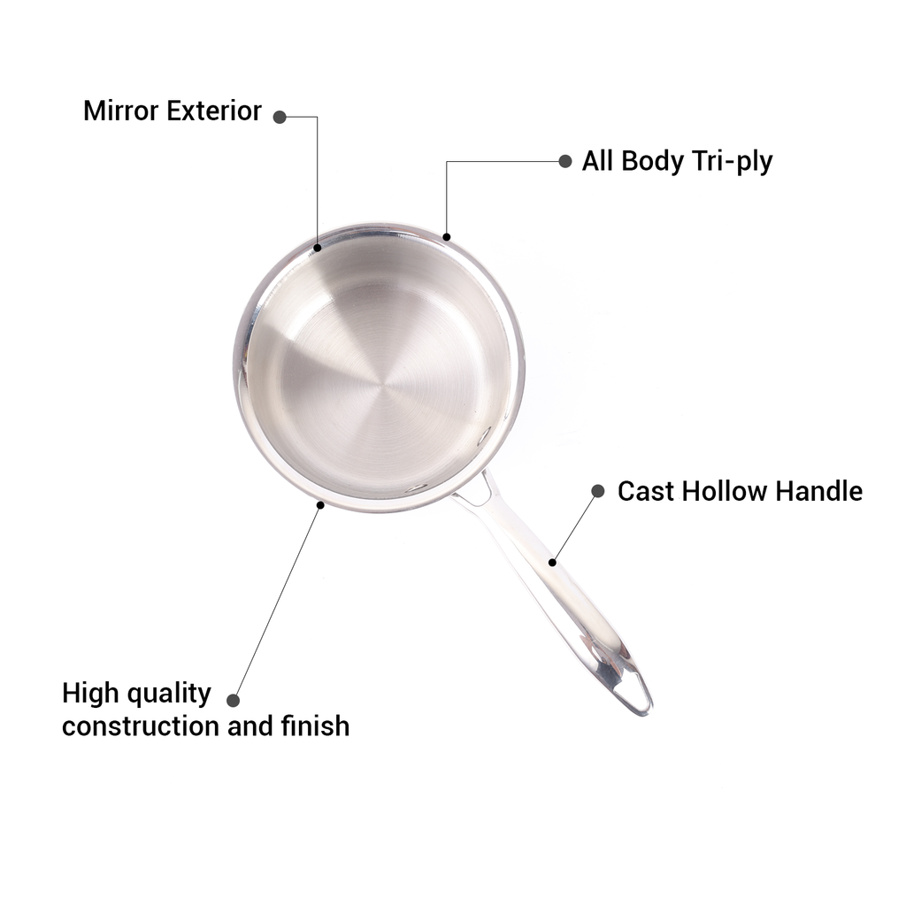 Vansh Homes Stainless Steel Sauce Pan | Heavy Base | Deep Saucepan for Tea, Milk, Soups & Boiling | Grey Finish | VH-TP-200 | 1-Year Warranty
