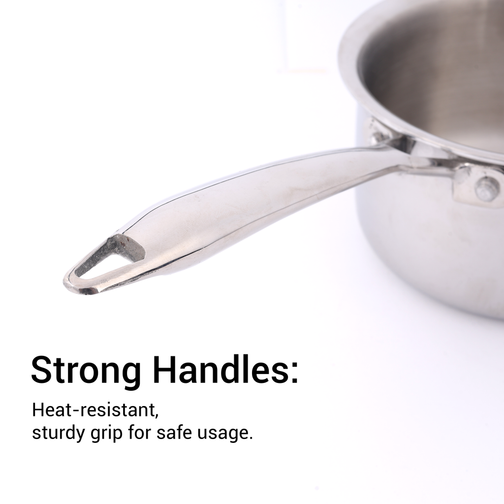 Vansh Homes Stainless Steel Sauce Pan | Heavy Base | Deep Saucepan for Tea, Milk, Soups & Boiling | Grey Finish | VH-TP-200 | 1-Year Warranty