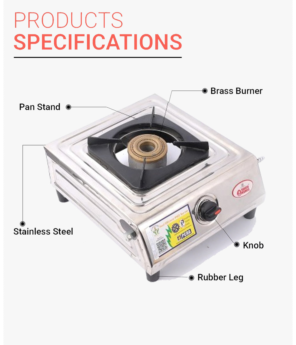 Vansh Homes Gold Mini Stainless Steel LPG One Burner Gas Stove