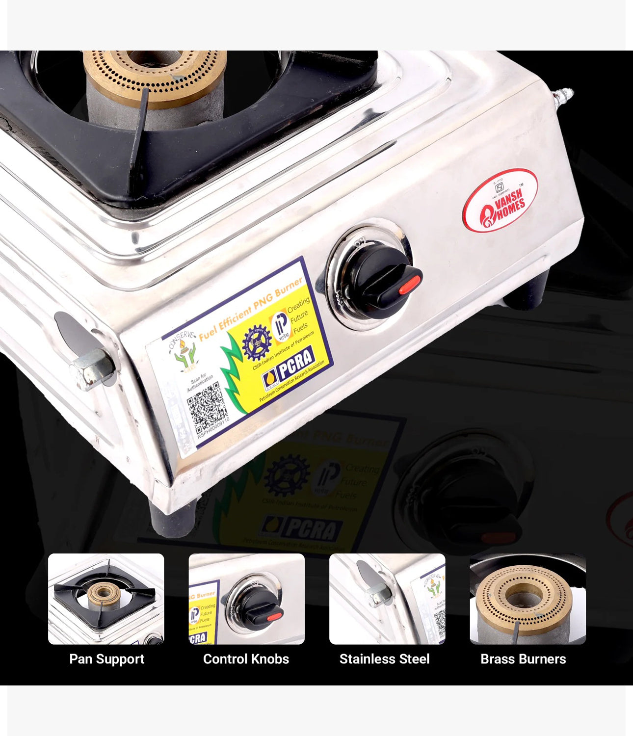 Vansh Homes Gold Mini Stainless Steel LPG One Burner Gas Stove