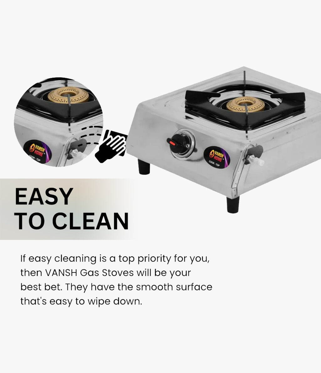 Vansh Homes Gold Supreme Stainless Steel LPG One Burner Gas Stove
