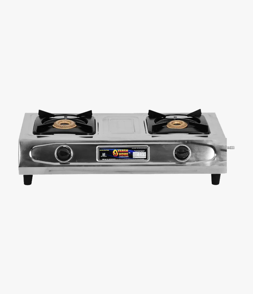 Vansh Homes Gold Super Cmdr Stainless Steel LPG 2 Burner Gas Stove
