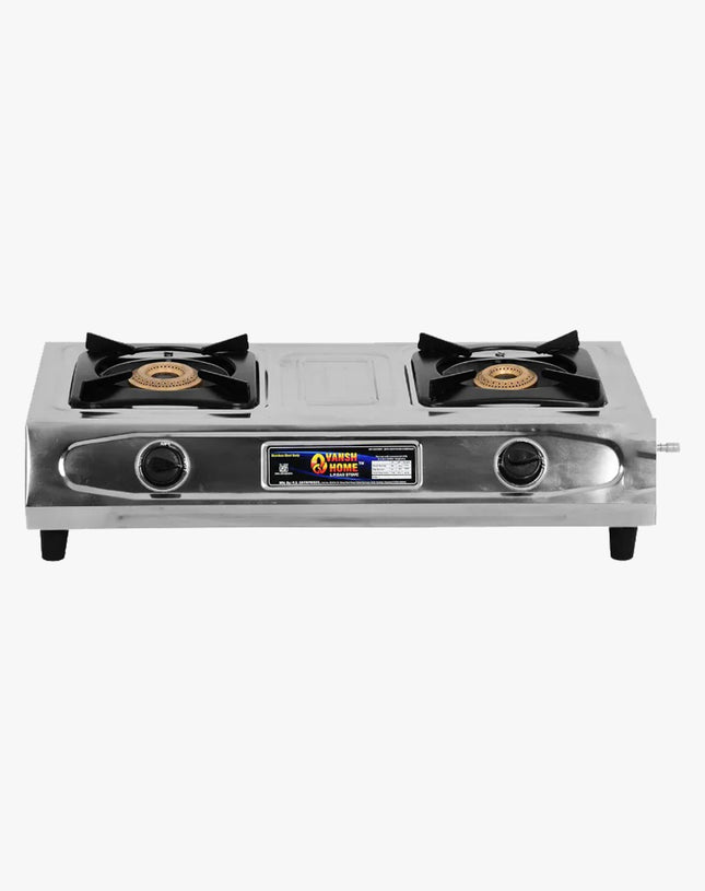Vansh Homes Gold Star Stainless Steel LPG 2 Burner Gas Stove