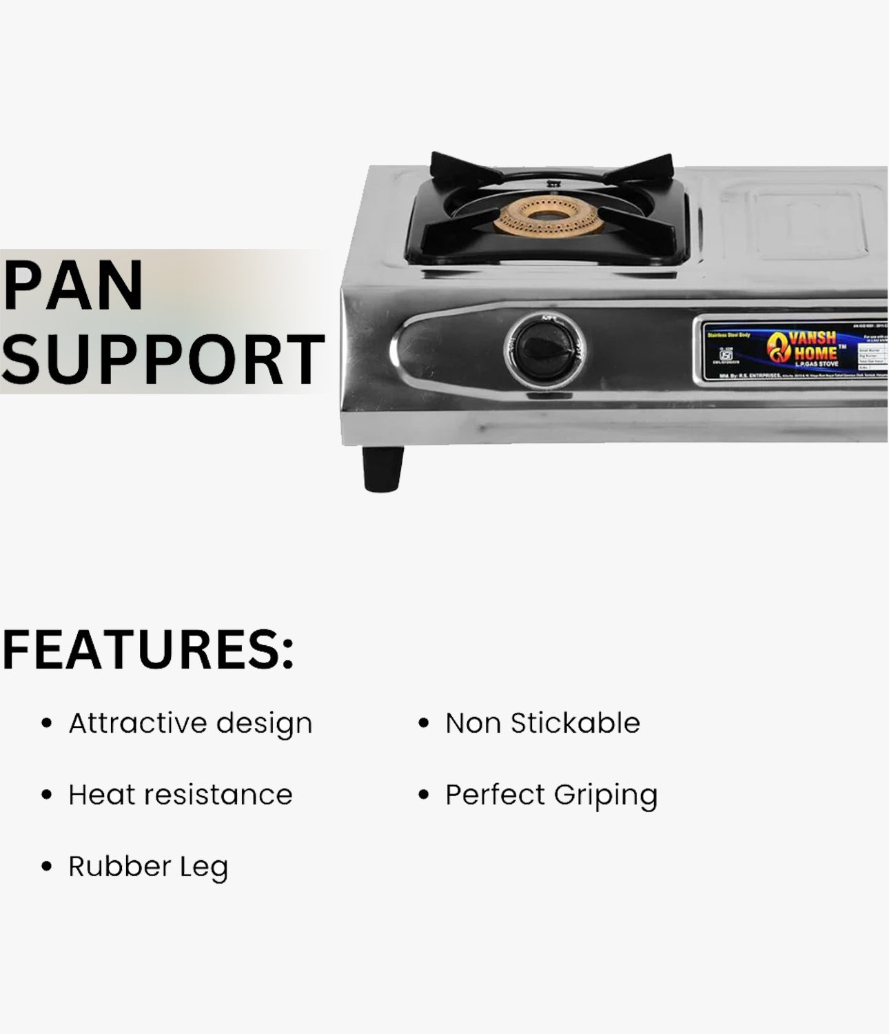 Vansh Homes Gold Star Stainless Steel LPG 2 Burner Gas Stove