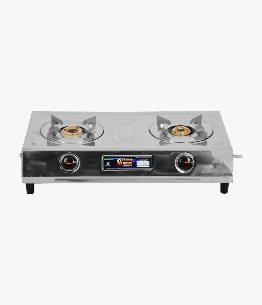 Vansh Homes Gold Dlx Stainless Steel LPG 2 Burner Gas Stove