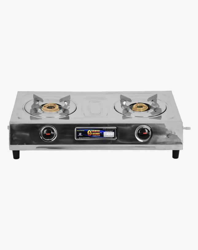 Vansh Homes Gold DLX Stainless Steel LPG 2 Burner Gas Stove