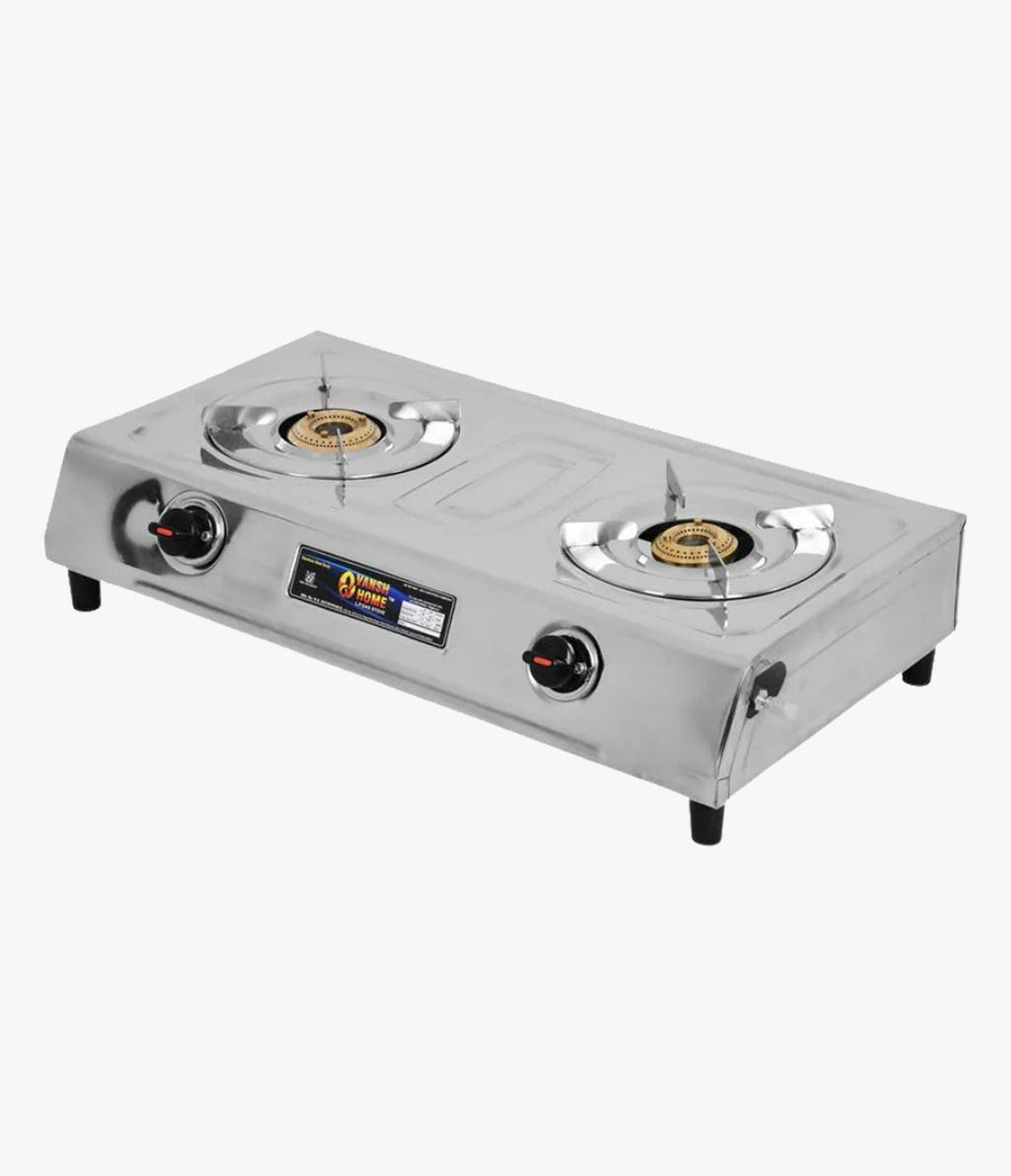 Vansh Homes Gold Dlx Stainless Steel LPG 2 Burner Gas Stove