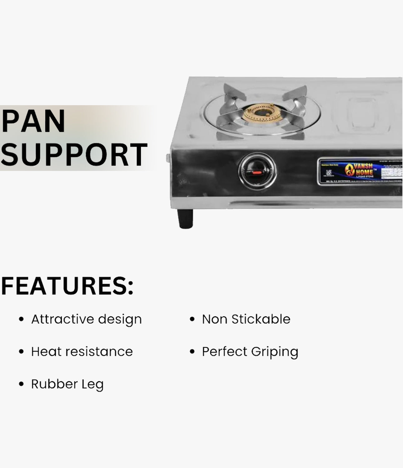 Vansh Homes Gold Dlx Stainless Steel LPG 2 Burner Gas Stove