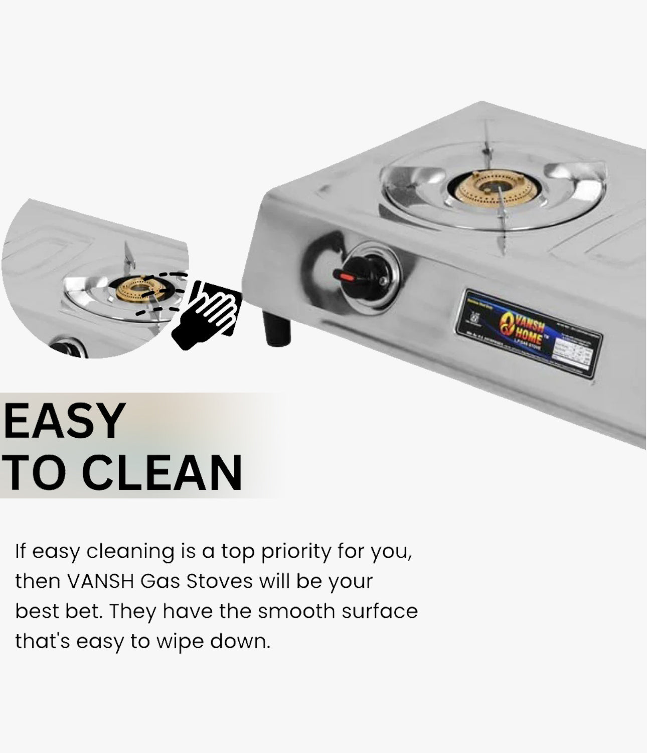 Vansh Homes Gold Dlx Stainless Steel LPG 2 Burner Gas Stove