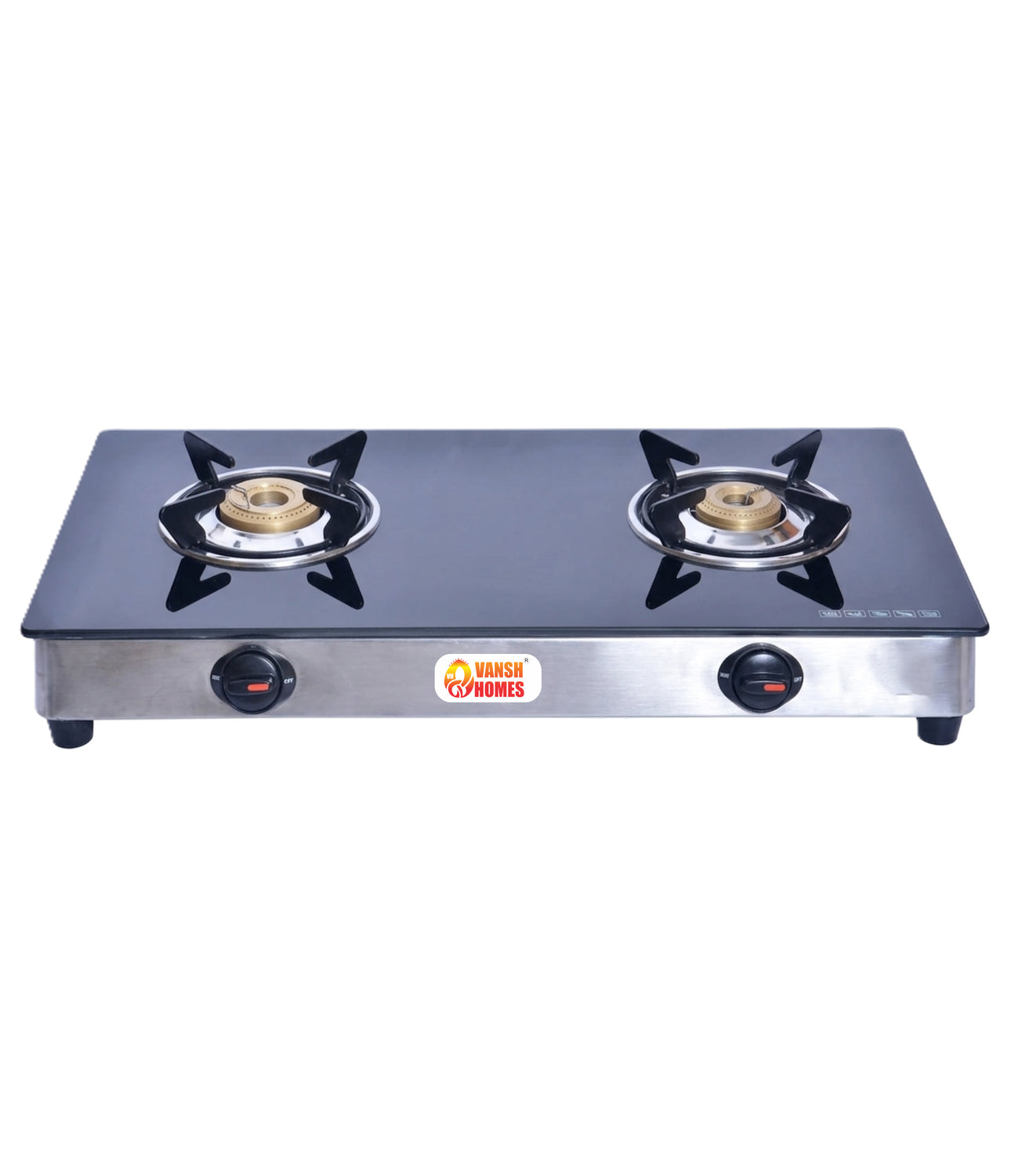 Vansh Homes Glimmer 2 Burner PNG Stove Glass Top