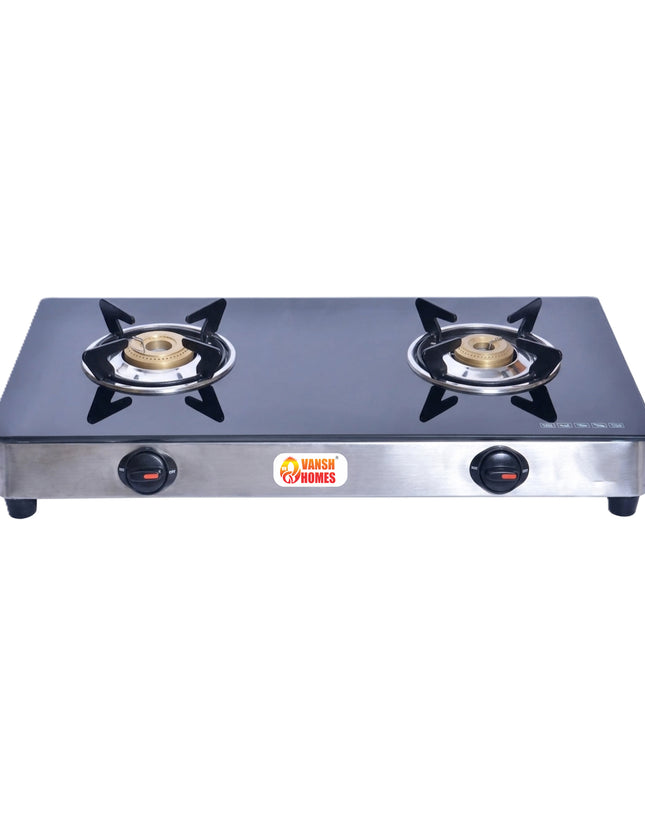 Vansh Homes Glimmer 2 Burner PNG Stove Glass Top