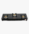 Vansh Homes Flamingo Black LPG Toughened Glass LPG 3 Burner Gas Stove