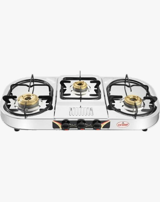 Vansh Homes Tulip Step Stainless Steel LPG 3 Burner Gas Stove