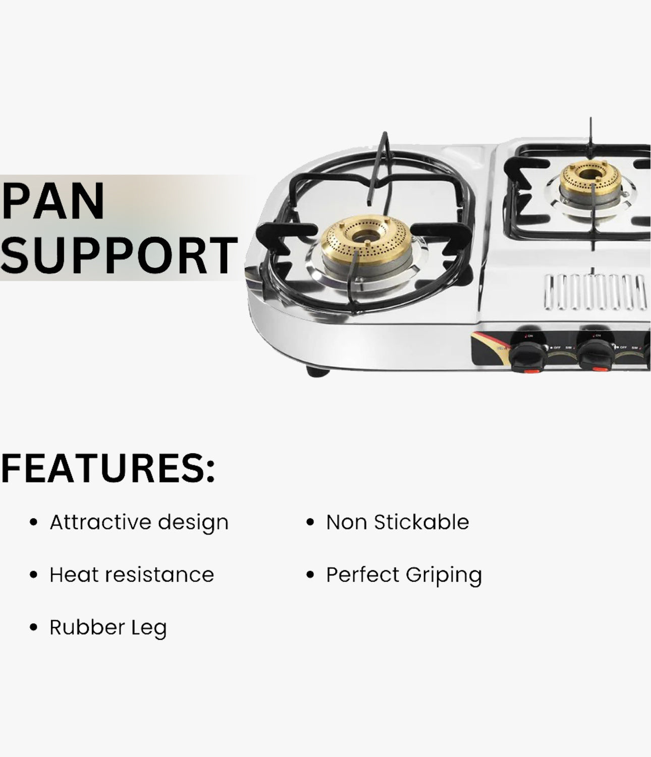 Vansh Homes Tulip Step Stainless Steel LPG 3 Burner Gas Stove