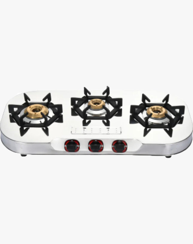 Vansh Homes Tulip Prime Stainless Steel LPG 3 Burner Gas Stove