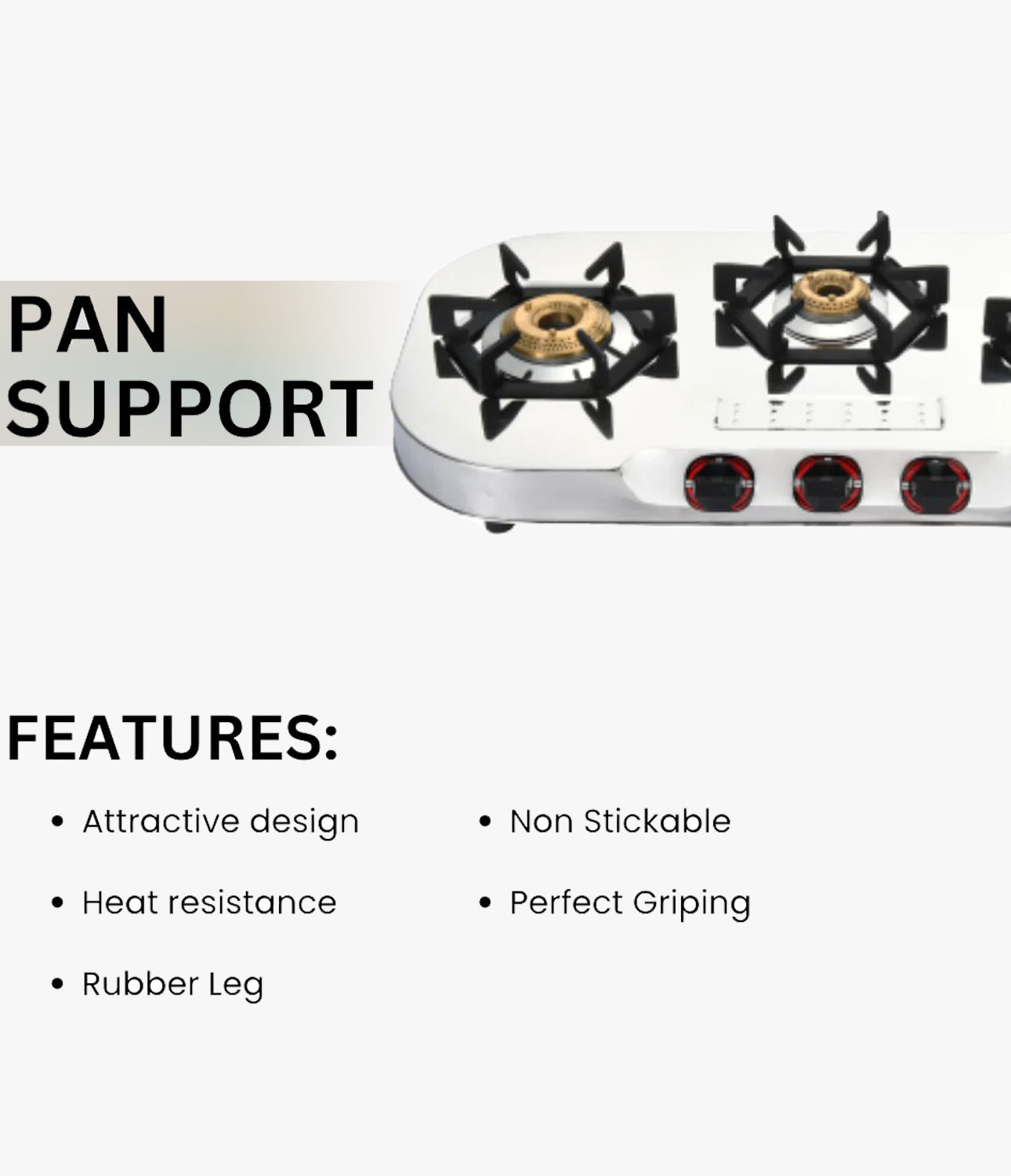 Vansh Homes Tulip Prime Stainless Steel LPG 3 Burner Gas Stove