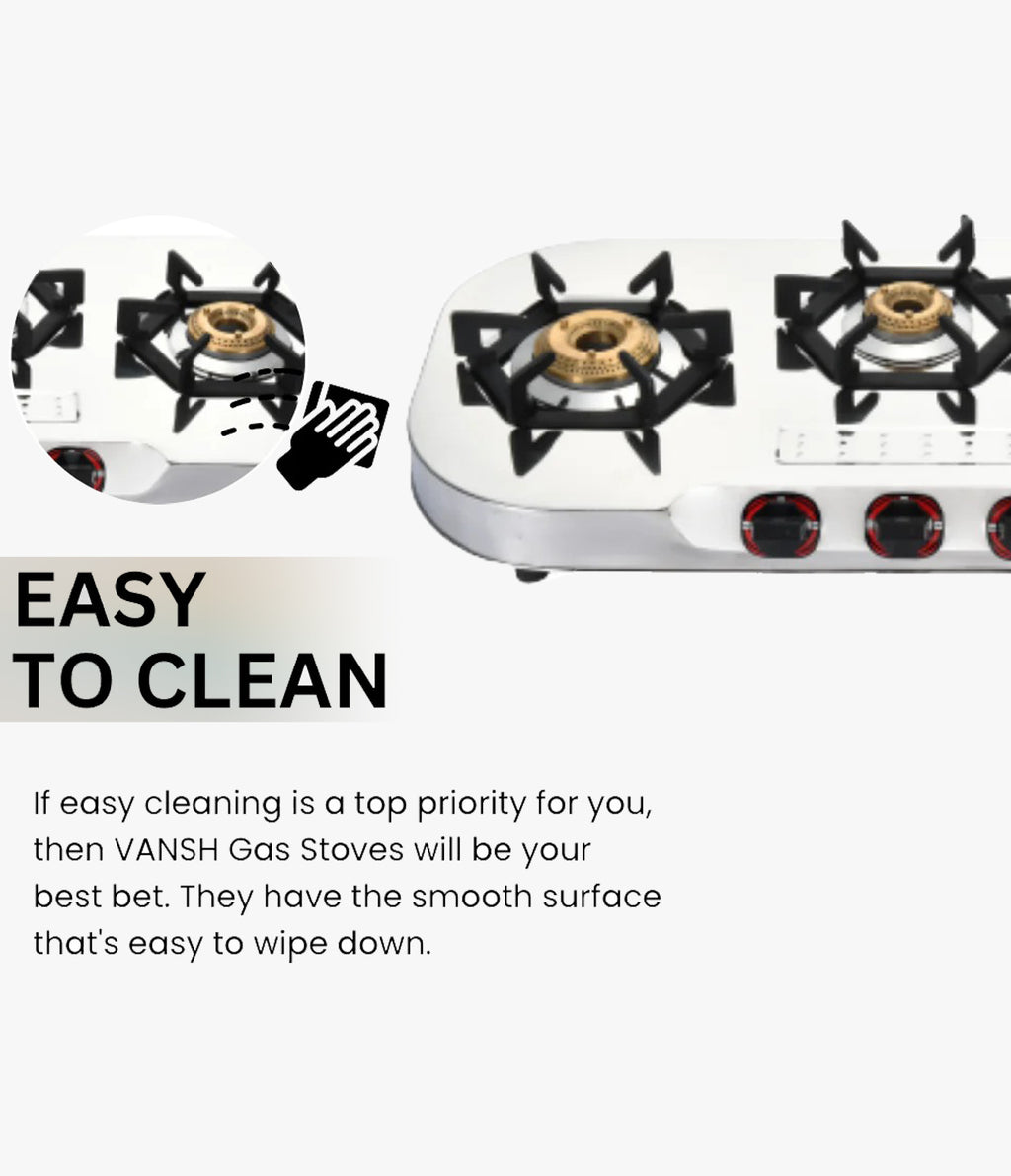 Vansh Homes Tulip Prime Stainless Steel LPG 3 Burner Gas Stove