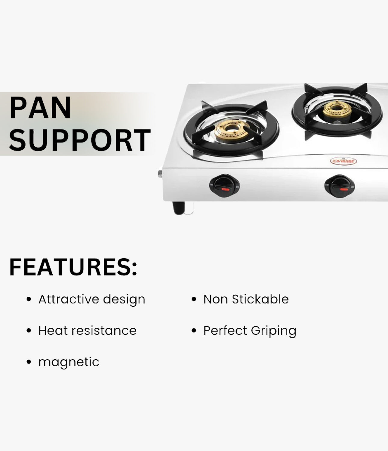 Vansh Homes Tulip Star Stainless Steel LPG 3 Burner Gas Stove